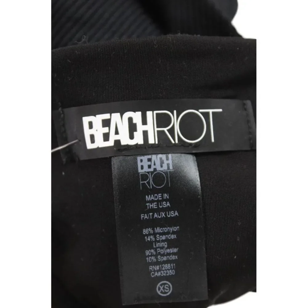 Beach Riot Womens Ribbed High Waist Belted Swim Bottoms Black Size XS